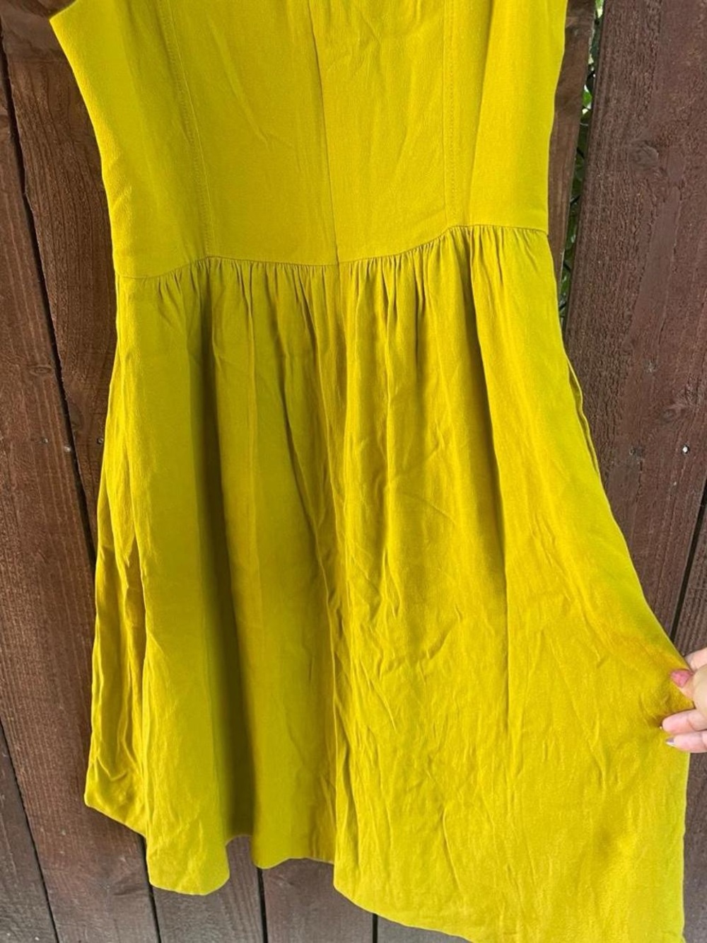 J.Crew Mustard Yellow Heather Chartreuse Hilary Fit & Flare Elegant Dress Sz 4 - Picture 5 of 9